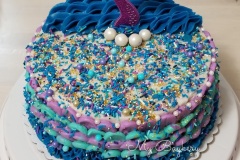 Tall 4 layers - Chocolate Cake with Mermaid Designs. (8 Inch)