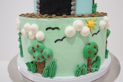 Thomas the Train - Black Sesame Cake with Matcha Swiss Meringue Buttercream