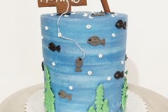 Fishing Theme - Matcha Cake with Red Bean Swiss Meringue Buttercream