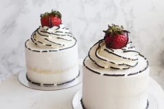 Soft Vanilla Cake with Yogurt Whipped Cream and Fresh Strawberries