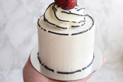 Soft Vanilla Cake with Yogurt Whipped Cream and Fresh Strawberries