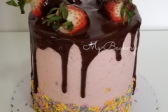 Vanilla Cake with Strawberry Swiss Meringue Buttercream