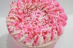 Vanilla Cake filled with Fresh Strawberry Swiss Meringue Buttercream