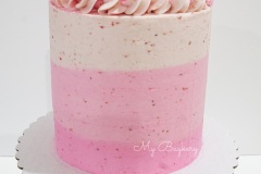 Vanilla Cake filled with Fresh Strawberry Swiss Meringue Buttercream