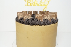 Chocolate Cake with Coffee Swiss Meringue Buttercream. With a surprise money box in the center.