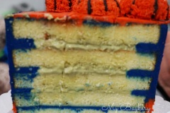 Vanilla Cake filled with Red Bean Whipped Cream. Covered in Vanilla Swiss Meringue Buttercream. Decorated with Frozen Swiss Meringue Buttercream Flowers