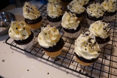 Mini Chocolate Cupcakes w/ Passion fruit Curd Center and Passion fruit Swiss Meringue Buttercream