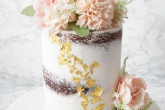 Red Velvet Cake with Cream Cheese Frosting with Faux Flowers